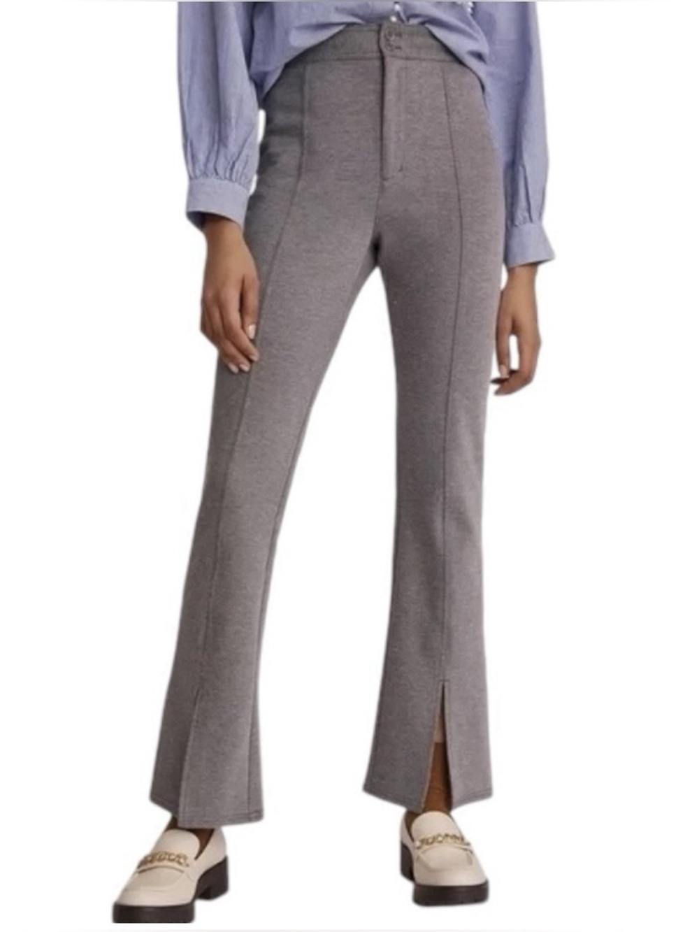 Maeve Gray Seamed Flare Pants Size 2 US $130